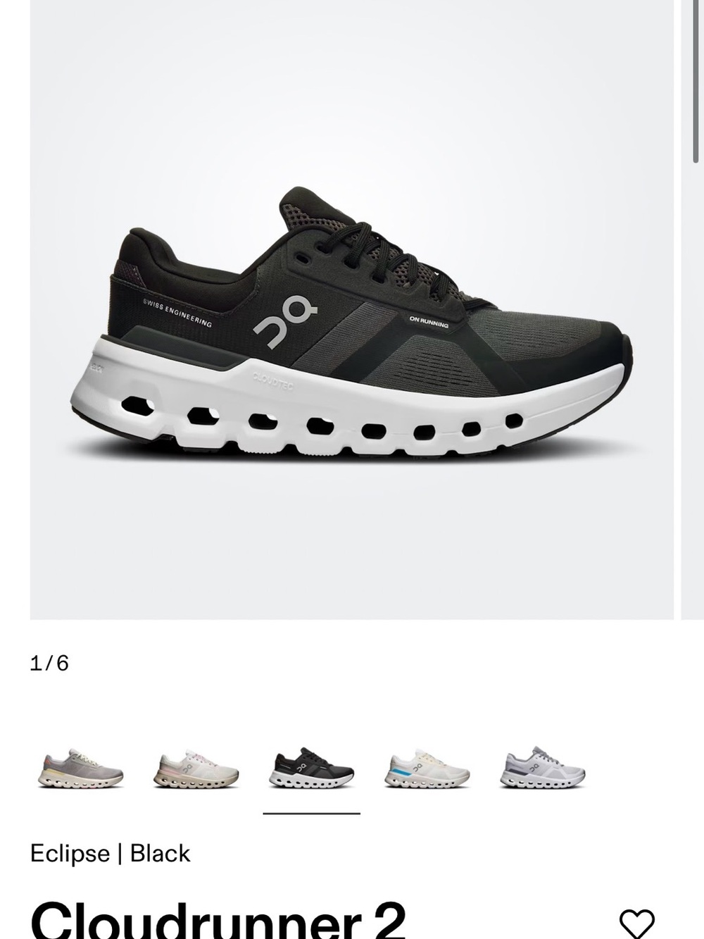 On Running Cloudrunner 2 Women’s Sneakers — Black and White